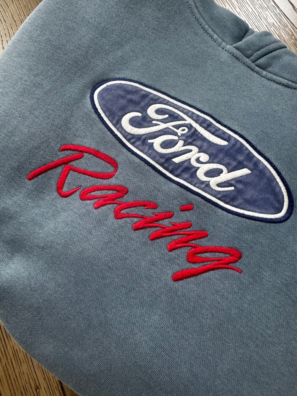 Hollister Ford Racing Embroidered Blue Hoodie Men's Medium